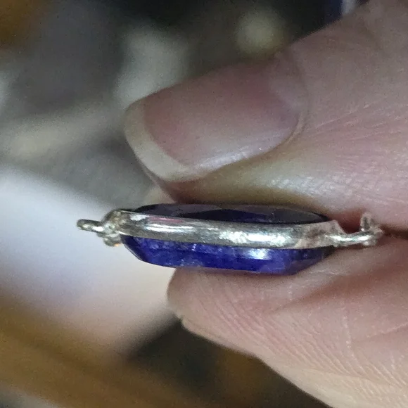 Lapis lazule natural crystal gemstone sterling station necklace 16"/33" - Picture 9 of 9